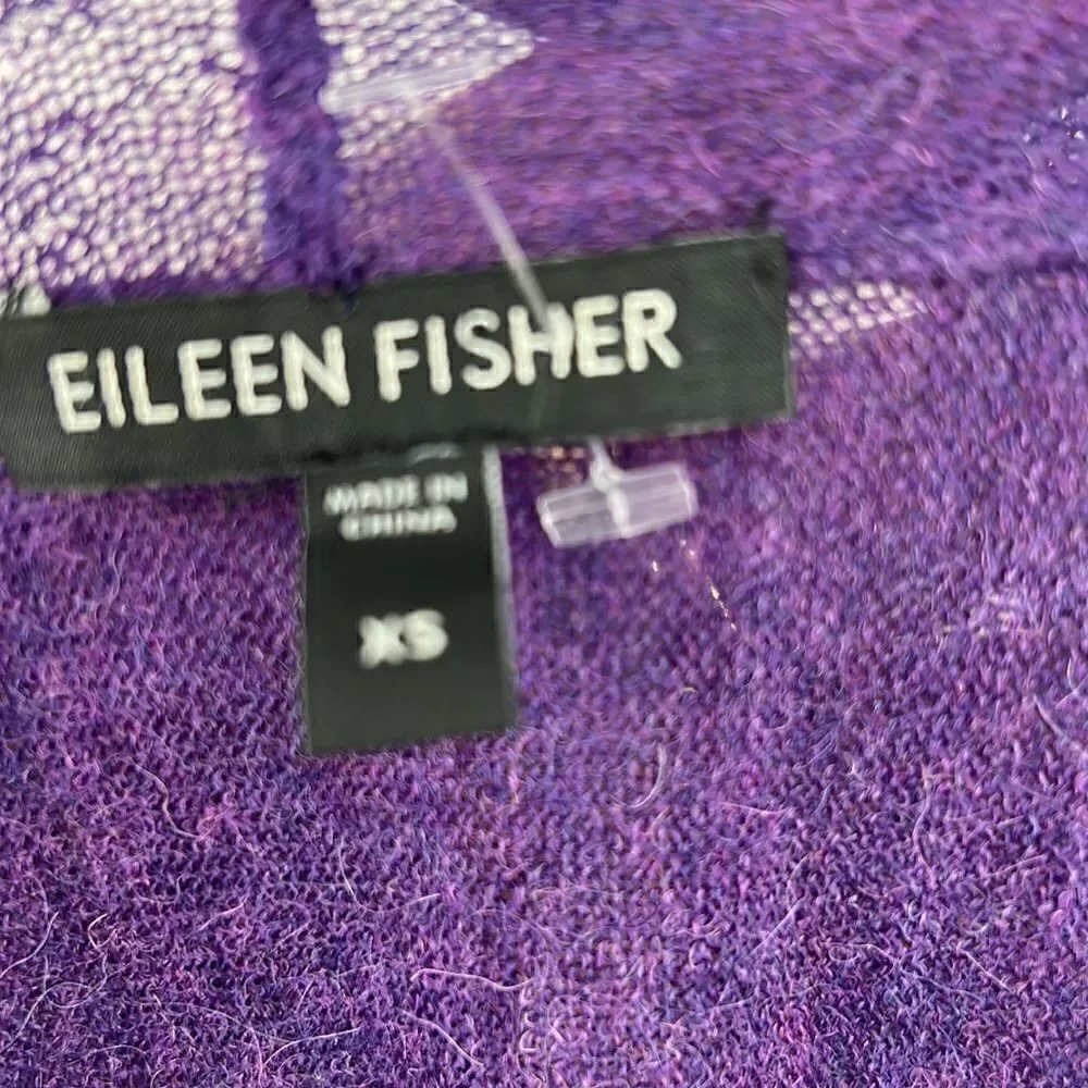 Eileen Fisher 100% baby alpaca XS purple lightweight cardigan